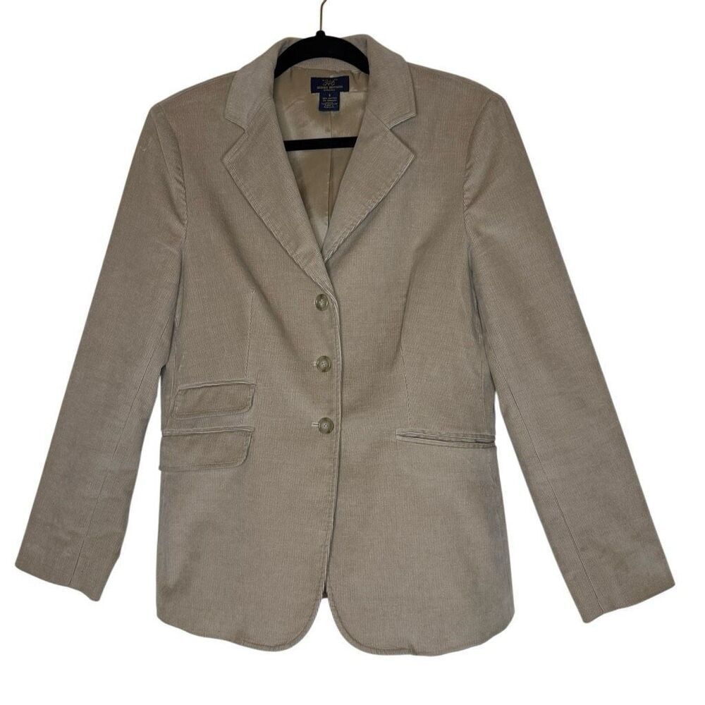 Brooks Brothers 346 Stretch Blazer Camel Corduroy Three Button Size 8 Vintage